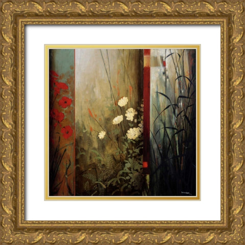 Rainforest Poppies Gold Ornate Wood Framed Art Print with Double Matting by Li-Leger, Don