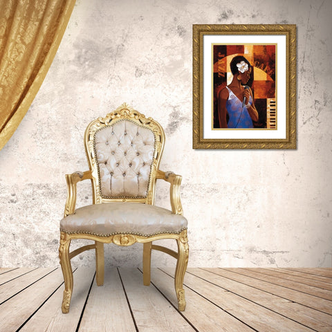 Jazz Cafe Gold Ornate Wood Framed Art Print with Double Matting by Mallett, Keith