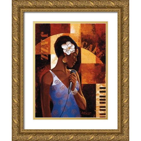 Jazz Cafe Gold Ornate Wood Framed Art Print with Double Matting by Mallett, Keith