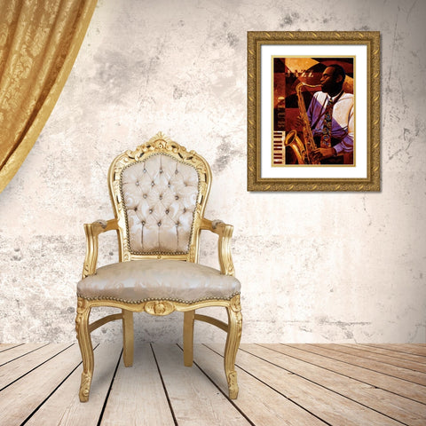 Jazz Club Gold Ornate Wood Framed Art Print with Double Matting by Mallett, Keith