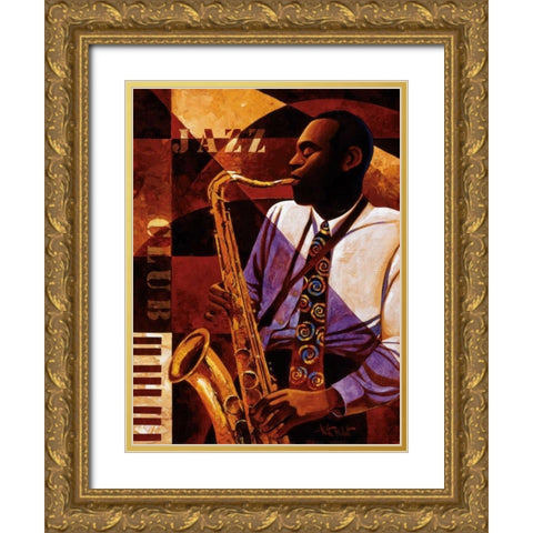 Jazz Club Gold Ornate Wood Framed Art Print with Double Matting by Mallett, Keith