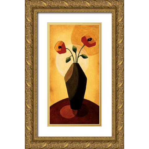 Floral Expressions II Gold Ornate Wood Framed Art Print with Double Matting by Sewell, Krista