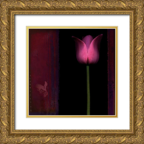 Red Tulip I Gold Ornate Wood Framed Art Print with Double Matting by Filler, Rick