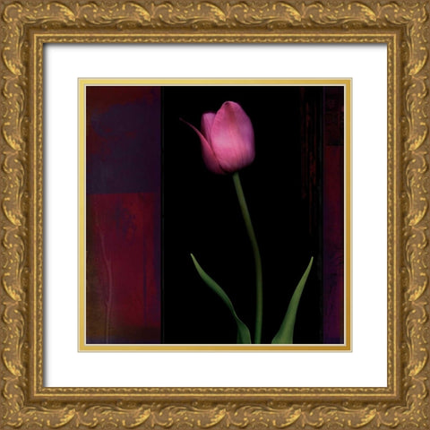 Red Tulip II Gold Ornate Wood Framed Art Print with Double Matting by Filler, Rick