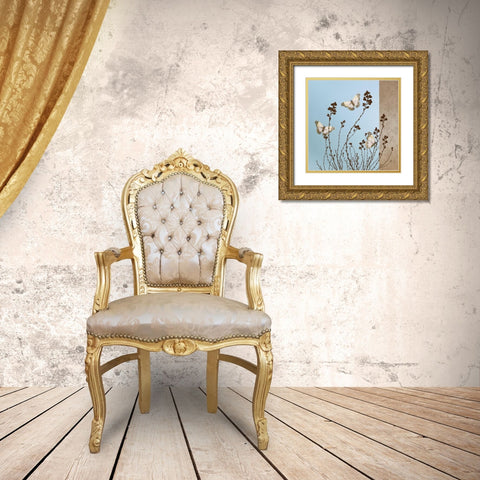 Butterflies Gold Ornate Wood Framed Art Print with Double Matting by Gold, Caroline