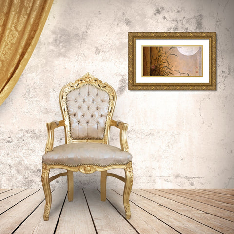 Lakeside Moonrise Gold Ornate Wood Framed Art Print with Double Matting by Li-Leger, Don