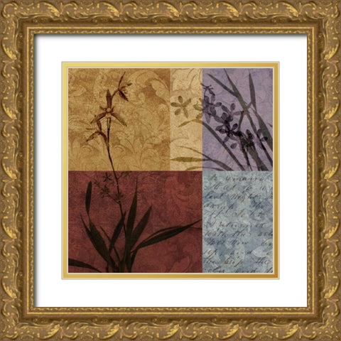 Floral and Still Life Refrain I Gold Ornate Wood Framed Art Print with Double Matting by Mallett, Keith