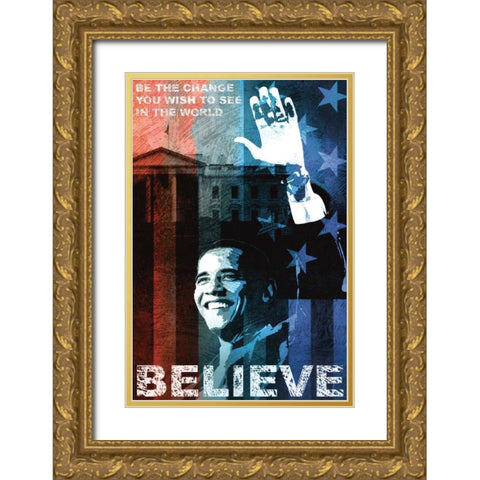 Believe Gold Ornate Wood Framed Art Print with Double Matting by Mallett, Keith