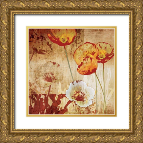 Poppy Heat I Gold Ornate Wood Framed Art Print with Double Matting by Venter, Tandi