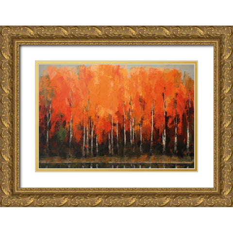 Birch Shoreline Gold Ornate Wood Framed Art Print with Double Matting by Colbert , Peter