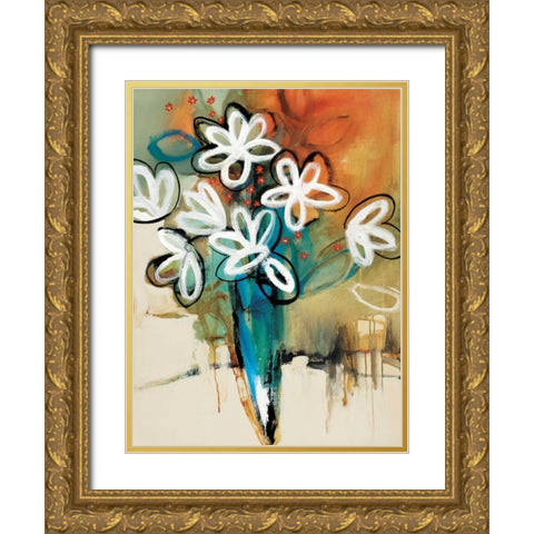 Floral and Still Life Trance I Gold Ornate Wood Framed Art Print with Double Matting by Barnes, Natasha