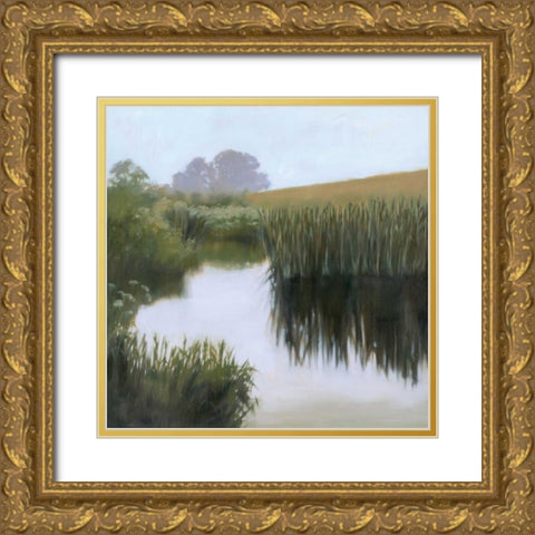 Morning Creekside Gold Ornate Wood Framed Art Print with Double Matting by Lightell, Megan