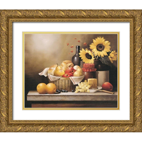 On the Kitchen Table Gold Ornate Wood Framed Art Print with Double Matting by Santos, Victor