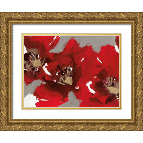 Red Poppy Forest I Gold Ornate Wood Framed Art Print with Double Matting by Barnes, Natasha