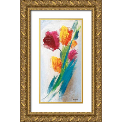 Bright Tulip Bunch I Gold Ornate Wood Framed Art Print with Double Matting by Parker, Karen Lorena