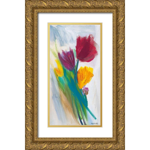 Bright Tulip Bunch II Gold Ornate Wood Framed Art Print with Double Matting by Parker, Karen Lorena
