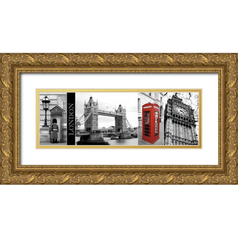 A Glimpse of London Gold Ornate Wood Framed Art Print with Double Matting by Maihara, Jeff