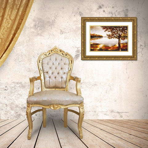 Lake Mamry Gold Ornate Wood Framed Art Print with Double Matting by Burdy, Zenon