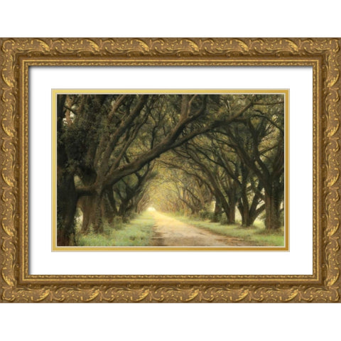 Evergreen Alley Gold Ornate Wood Framed Art Print with Double Matting by Guion, William