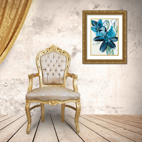 Flowers of Azure II Gold Ornate Wood Framed Art Print with Double Matting by Maritz, Angela