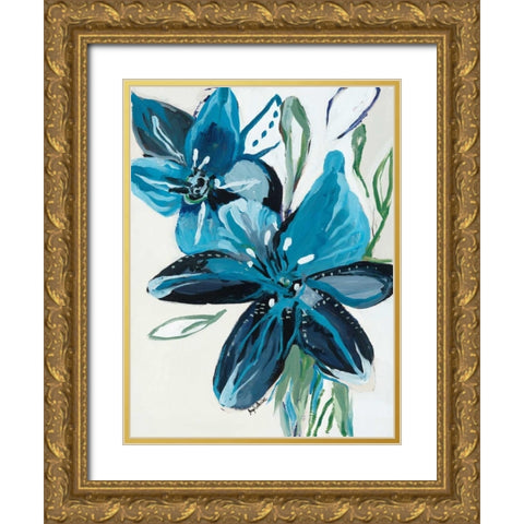 Flowers of Azure II Gold Ornate Wood Framed Art Print with Double Matting by Maritz, Angela