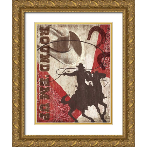 Round Em Up Gold Ornate Wood Framed Art Print with Double Matting by Venter, Tandi