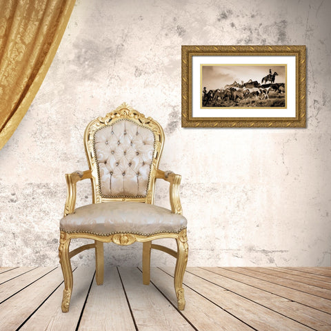 Gathering The Herd Gold Ornate Wood Framed Art Print with Double Matting by Caro, Wendy