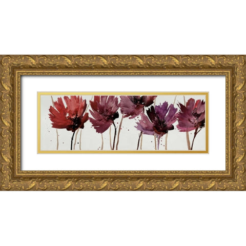 Blushing Blooms Gold Ornate Wood Framed Art Print with Double Matting by Barnes, Natasha