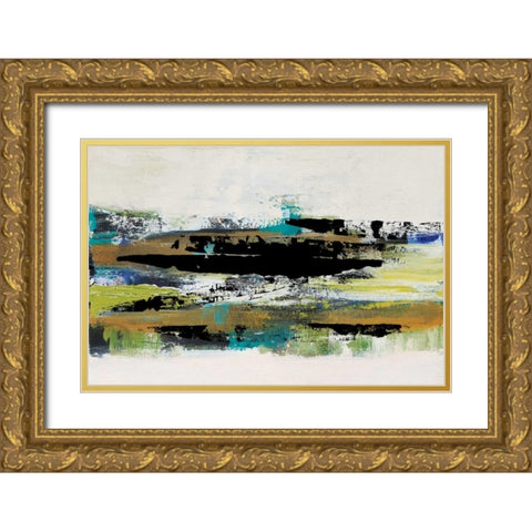 Black and White  Gold Ornate Wood Framed Art Print with Double Matting by Barnes, Natasha