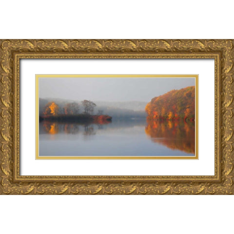 Early Fall Morning at the Lake Gold Ornate Wood Framed Art Print with Double Matting by Cahill, Michael