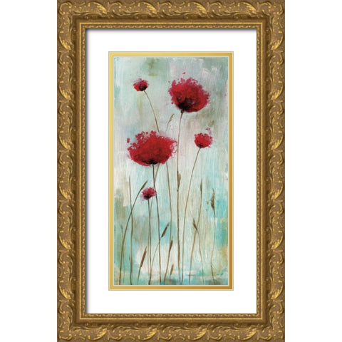 Splash Poppies I Gold Ornate Wood Framed Art Print with Double Matting by Brink, Catherine