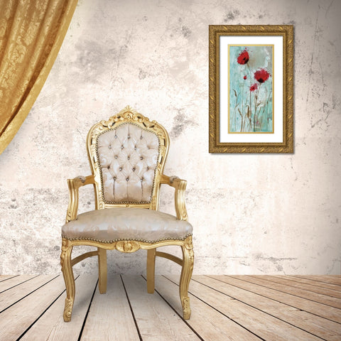 Splash Poppies II Gold Ornate Wood Framed Art Print with Double Matting by Brink, Catherine