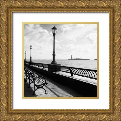 Liberty Bench Gold Ornate Wood Framed Art Print with Double Matting by Craig, Jordan
