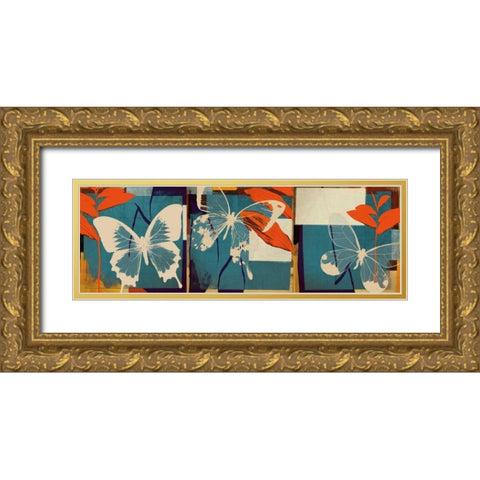 Butterflies Viola Gold Ornate Wood Framed Art Print with Double Matting by NOAH