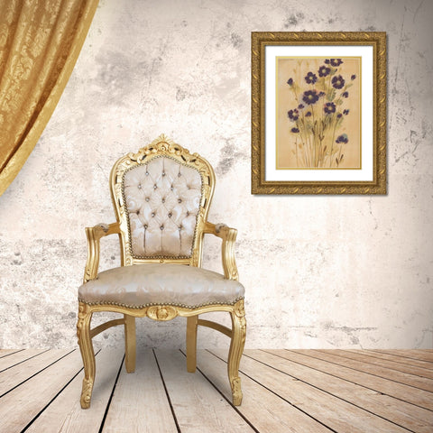 Aubergine Elegance Gold Ornate Wood Framed Art Print with Double Matting by MARIA