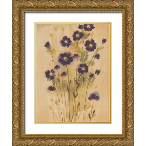 Aubergine Elegance Gold Ornate Wood Framed Art Print with Double Matting by MARIA