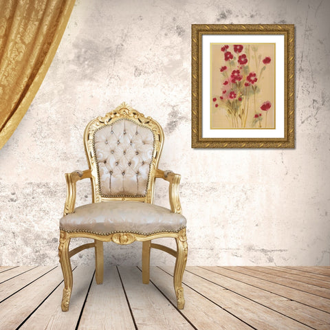 Crimson Elegance Gold Ornate Wood Framed Art Print with Double Matting by MARIA