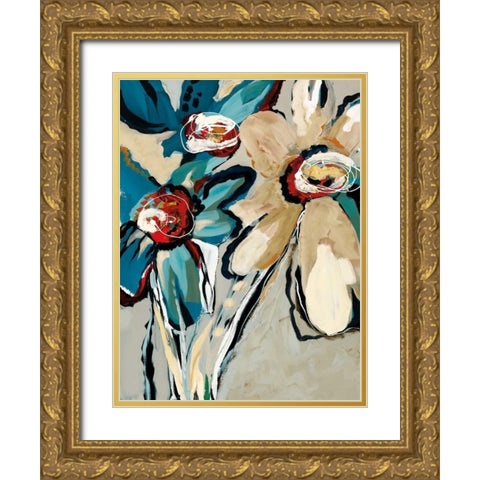Blooming Blue II Gold Ornate Wood Framed Art Print with Double Matting by Maritz, Angela