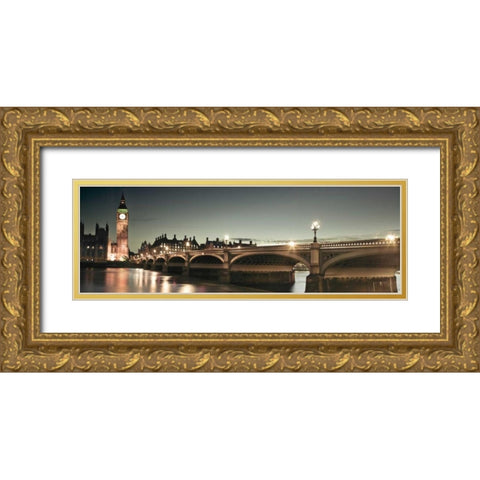 London Lights Gold Ornate Wood Framed Art Print with Double Matting by Frank, Assaf