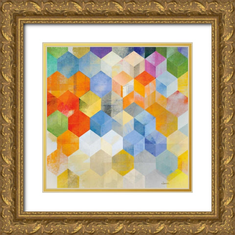 Cubitz II Gold Ornate Wood Framed Art Print with Double Matting by NOAH