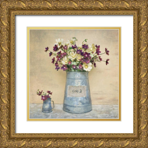 Plum Daisies Gold Ornate Wood Framed Art Print with Double Matting by Atria, Cristin
