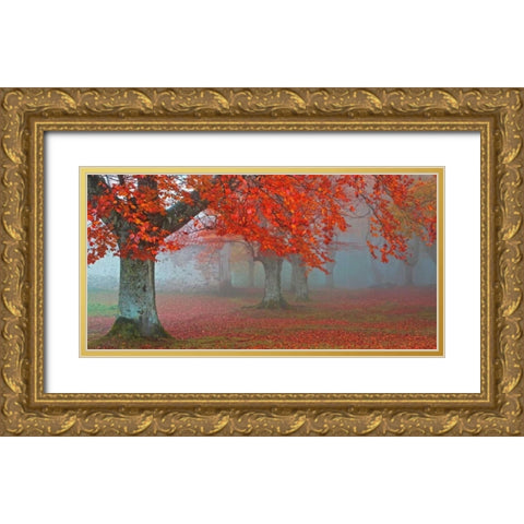 arboles Rojos Gold Ornate Wood Framed Art Print with Double Matting by Palacios, Juan Antonio