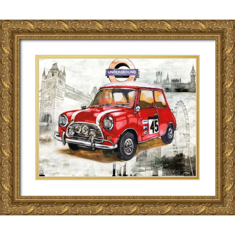 British Car Gold Ornate Wood Framed Art Print with Double Matting by Sola, Bresso