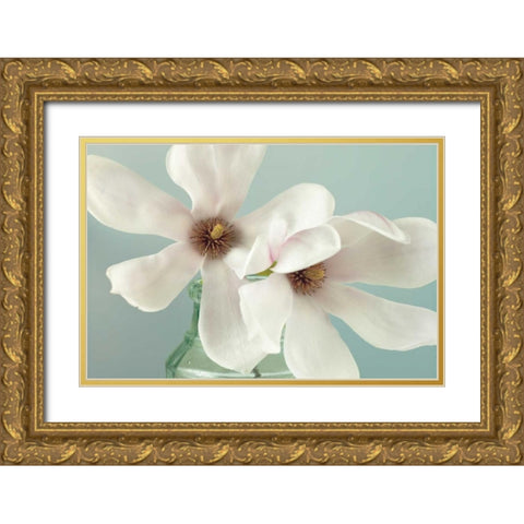Magnolias Gold Ornate Wood Framed Art Print with Double Matting by Frank, Assaf