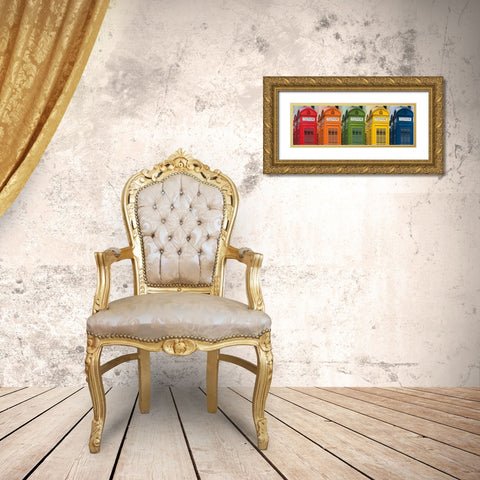 Hello London Gold Ornate Wood Framed Art Print with Double Matting by Frank, Assaf