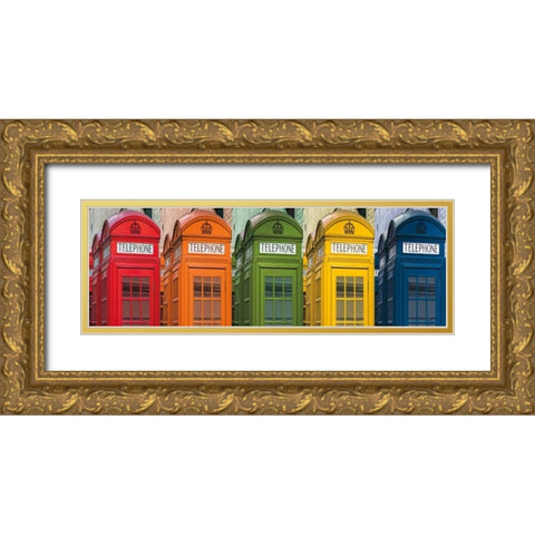 Hello London Gold Ornate Wood Framed Art Print with Double Matting by Frank, Assaf