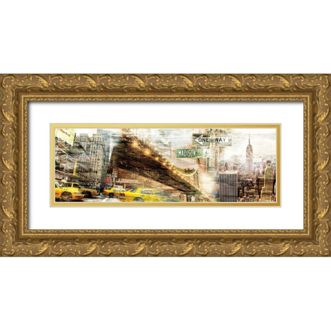Collage Moments Gold Ornate Wood Framed Art Print with Double Matting by Sola, Bresso