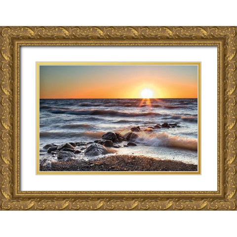 Sunset at Blue Point Gold Ornate Wood Framed Art Print with Double Matting by Bellyk, Daniel J.