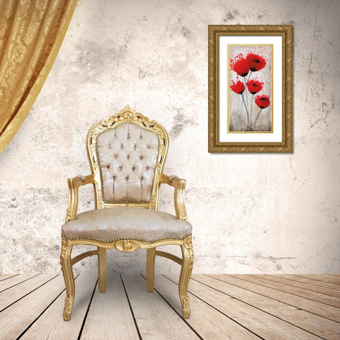 Luminous Crimson II Gold Ornate Wood Framed Art Print with Double Matting by Brink, Catherine
