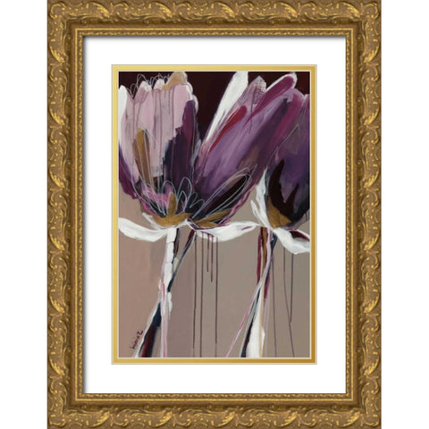 Aubergine Splendor II Gold Ornate Wood Framed Art Print with Double Matting by Maritz, Angela